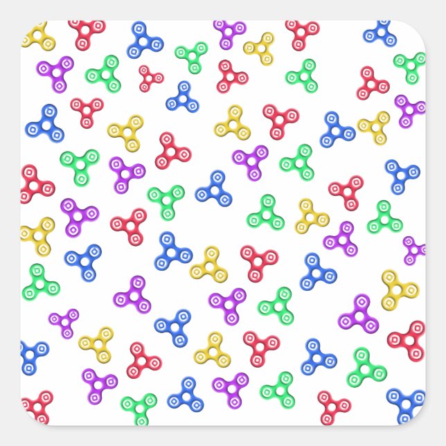 Pegatina Cuadrada Fidget Spinners (Anverso)