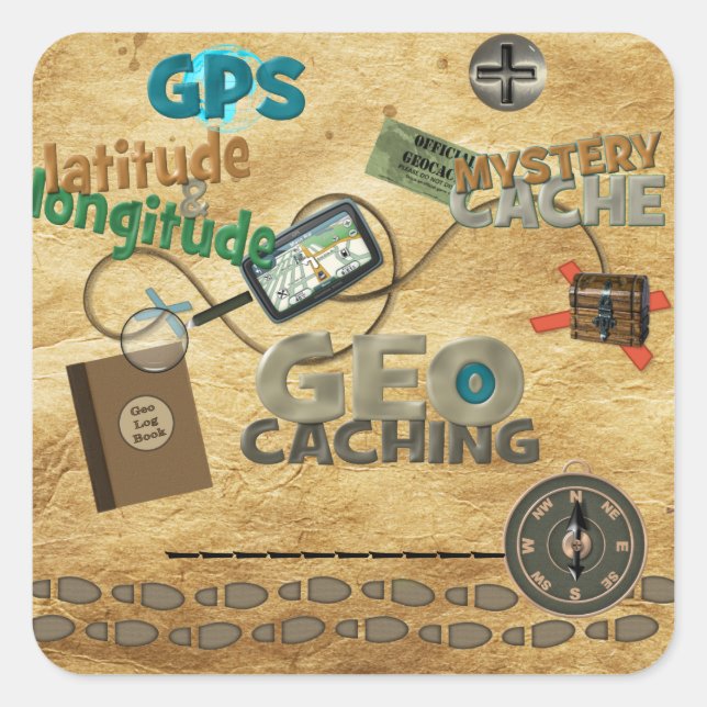 Pegatina Cuadrada Fiebre geocache - Personalizar (Anverso)