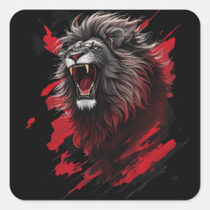 Pegatina Cuadrada Fierce, el león negro