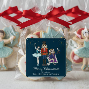 Pegatina Cuadrada Fiesta Alegre Navidad Cascanueces Ballet Azul Mari