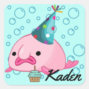 Pegatina Cuadrada Fiesta Blobfish Personalizado
