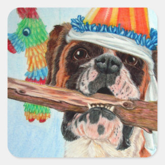 Pegatina Cuadrada Fiesta Boxer