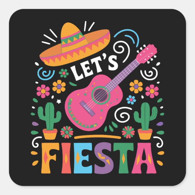 Pegatina Cuadrada Fiesta - Brillante estilo Fiesta mexicano (Anverso)