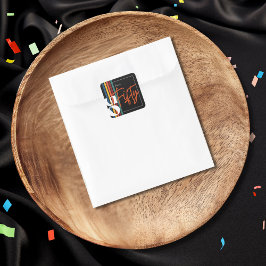 Pegatina Cuadrada Fiesta Chic de Cumpleaños Cincuenta con Rayas Colo