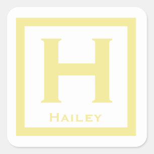 Pegatina Cuadrada Fiesta Chica de nombre inicial amarillo vuelve a l