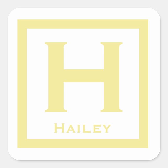 Pegatina Cuadrada Fiesta Chica de nombre inicial amarillo vuelve a l (Anverso)