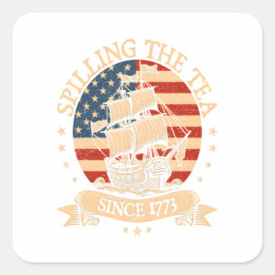 Pegatina Cuadrada Fiesta como si fuera 1776 - Retro patriótico Bow