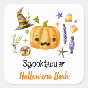 Pegatina Cuadrada Fiesta Cuo Boo Bash Spooktacular Halloween Bash