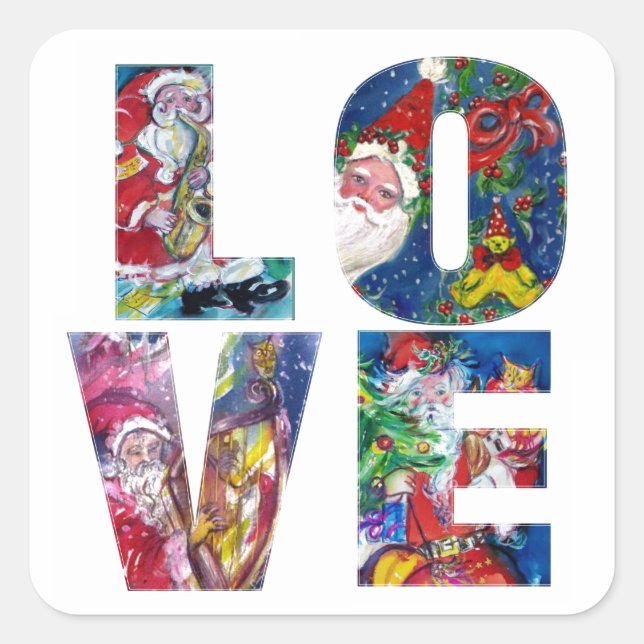 PEGATINA CUADRADA FIESTA DE AMOR MUSICAL SANTA XMAS (Anverso)