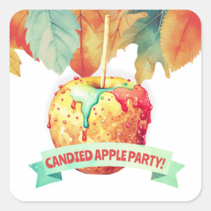 Pegatina Cuadrada Fiesta de Apple candelado en otoño con colores