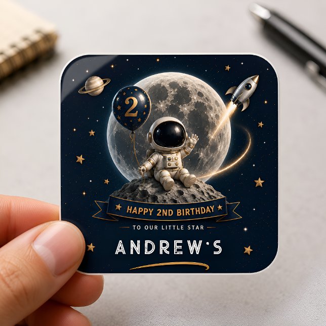 Pegatina Cuadrada Fiesta de Astronautas Espaciales (Subido por el creador)