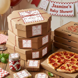Pegatina Cuadrada Fiesta de Baby Shower de Pizza a Domicilio