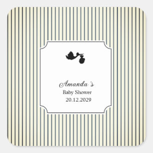Pegatina Cuadrada Fiesta de Baby Shower Moderna y Minimalista con Ra