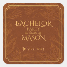 Pegatina Cuadrada Fiesta de Bachelor Temática del Bar Cigar