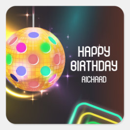 Pegatina Cuadrada Fiesta de baloncesto infantil