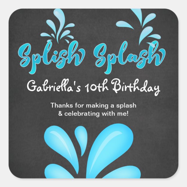 Pegatina Cuadrada Fiesta de billar Big Splash Gracias (Anverso)