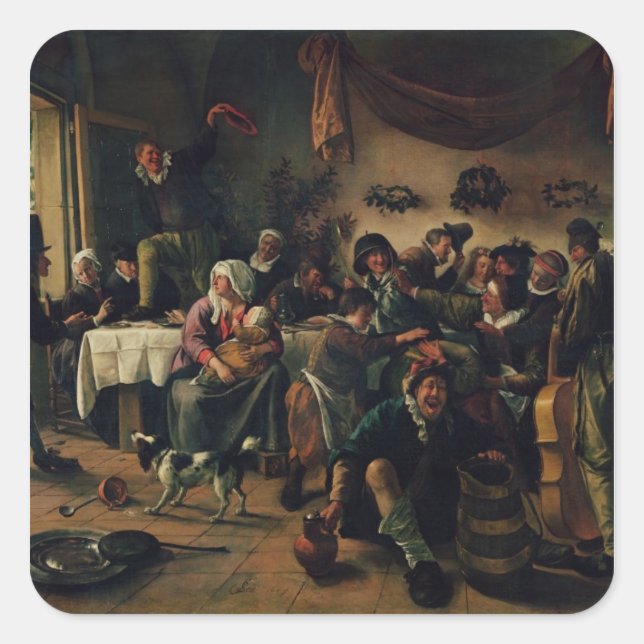 Pegatina Cuadrada Fiesta de bodas (Anverso)