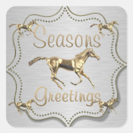 Pegatina Cuadrada Fiesta de caballos de oro