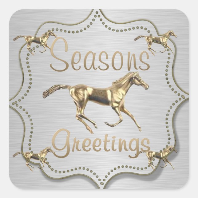 Pegatina Cuadrada Fiesta de caballos de oro (Anverso)