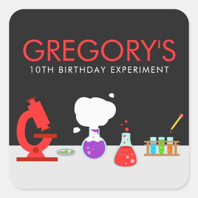 Pegatina Cuadrada Fiesta de Ciencias Infantiles (Anverso)