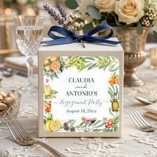 Pegatina Cuadrada Fiesta de compromiso chic italiana con cítricos