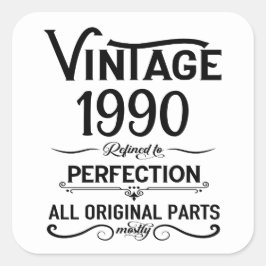 Pegatina Cuadrada Fiesta de cumpleaños 35 vintage personalizada