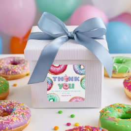 Pegatina Cuadrada Fiesta de cumpleaños, , Chica, Gracias.