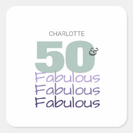 Pegatina Cuadrada Fiesta de cumpleaños cincuenta y fabulosa