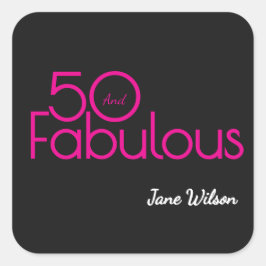 Pegatina Cuadrada Fiesta de cumpleaños cincuenta y fabuloso Modernos