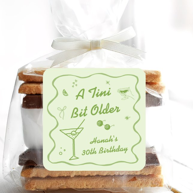 Pegatina Cuadrada Fiesta de cumpleaños con temática de Green Martini (Subido por el creador)