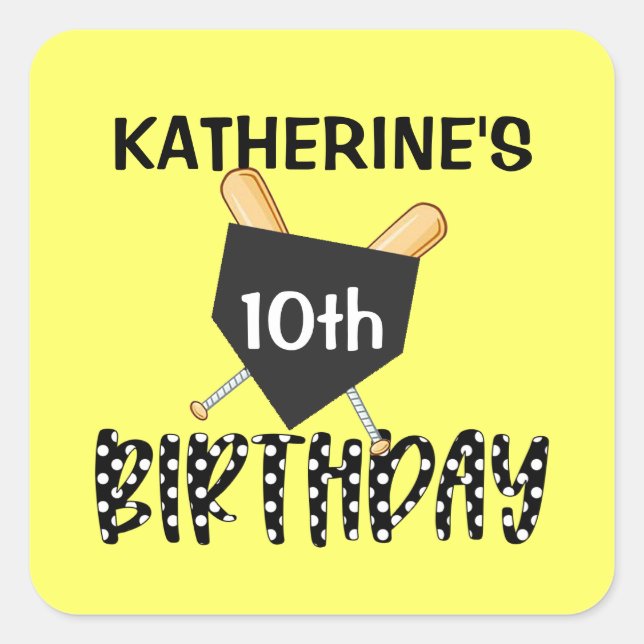 Pegatina Cuadrada Fiesta de cumpleaños de chicas en Softball (Anverso)