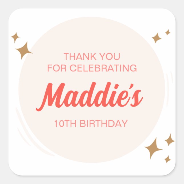 Pegatina Cuadrada Fiesta de cumpleaños de chicas guapas a favor del  (Anverso)