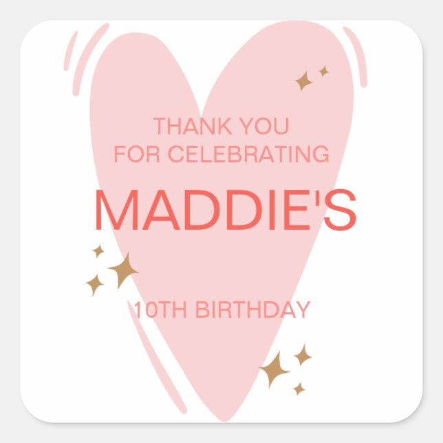 Pegatina Cuadrada Fiesta de cumpleaños de chicas guapas a favor del  (Anverso)