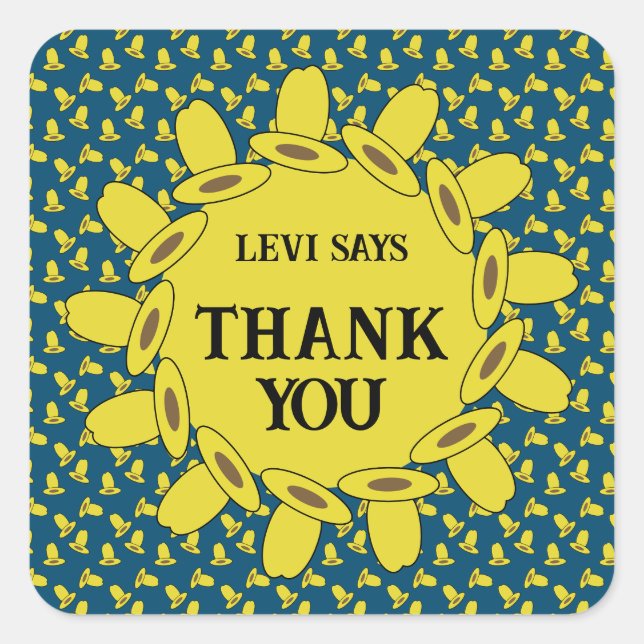 Pegatina Cuadrada Fiesta de cumpleaños de Cowboy (Anverso)