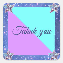 Pegatina Cuadrada Fiesta de cumpleaños de espacio gemelo en conjunto