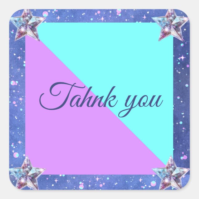 Pegatina Cuadrada Fiesta de cumpleaños de espacio gemelo en conjunto (Anverso)