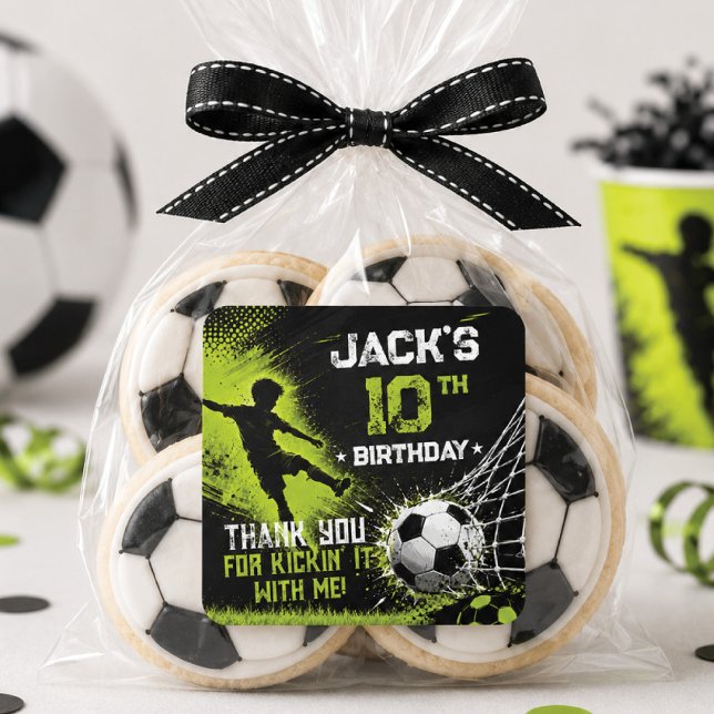 Pegatina Cuadrada Fiesta de Cumpleaños de Fútbol Kick Off con Verde  (Subido por el creador)