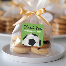 Pegatina Cuadrada Fiesta de cumpleaños de fútbol para niños