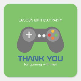Pegatina Cuadrada Fiesta de cumpleaños de Gamer