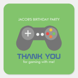 Pegatina Cuadrada Fiesta de cumpleaños de Gamer