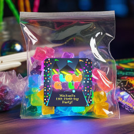 Pegatina Cuadrada Fiesta de cumpleaños de golf en miniatura brillant