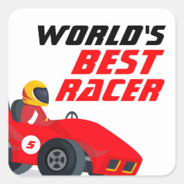 Pegatina Cuadrada Fiesta de cumpleaños de la mejor carrera de ciclis