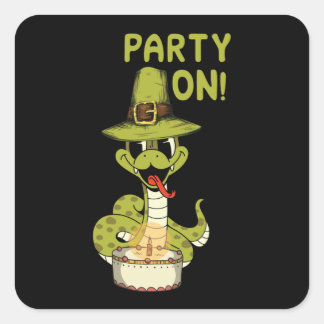 Pegatina Cuadrada Fiesta de cumpleaños de la serpiente