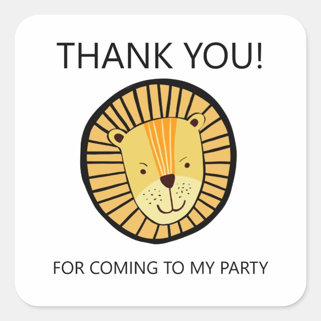 Pegatina Cuadrada Fiesta de cumpleaños de los chicos leones (Anverso)
