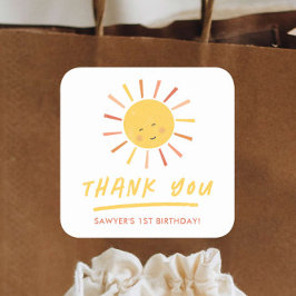 Pegatina Cuadrada Fiesta de cumpleaños de niños solares modernos gra