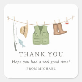 Pegatina Cuadrada Fiesta de cumpleaños de pesca