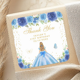 Pegatina Cuadrada Fiesta de cumpleaños de Princesa Princesa Floral A