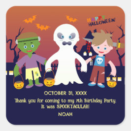 Pegatina Cuadrada Fiesta de cumpleaños del disfraz de Halloween