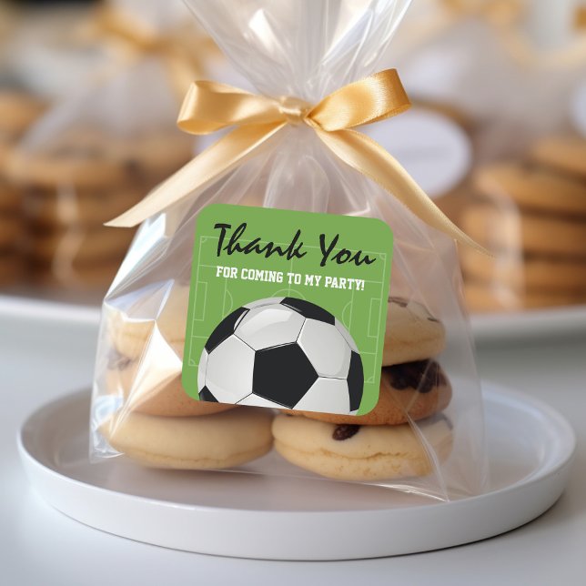 Pegatina Cuadrada Fiesta de cumpleaños del fútbol infantil (Subido por el creador)