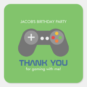 Pegatina Cuadrada Fiesta de cumpleaños del videojugador